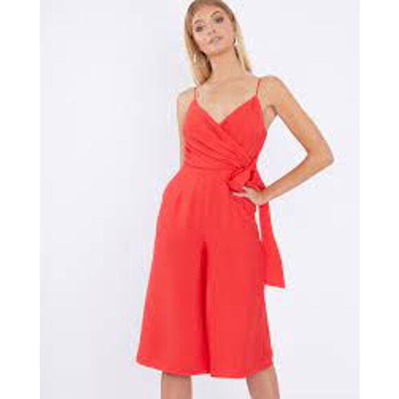 TUSSAH Maxie Wide Leg Wrap Jumpsuit in Rust Color - Picture 3 of 6